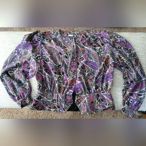 CZARINA Made In U.K. Blazer Jacket Polyester African Print Purple UK Sz 18 US 14